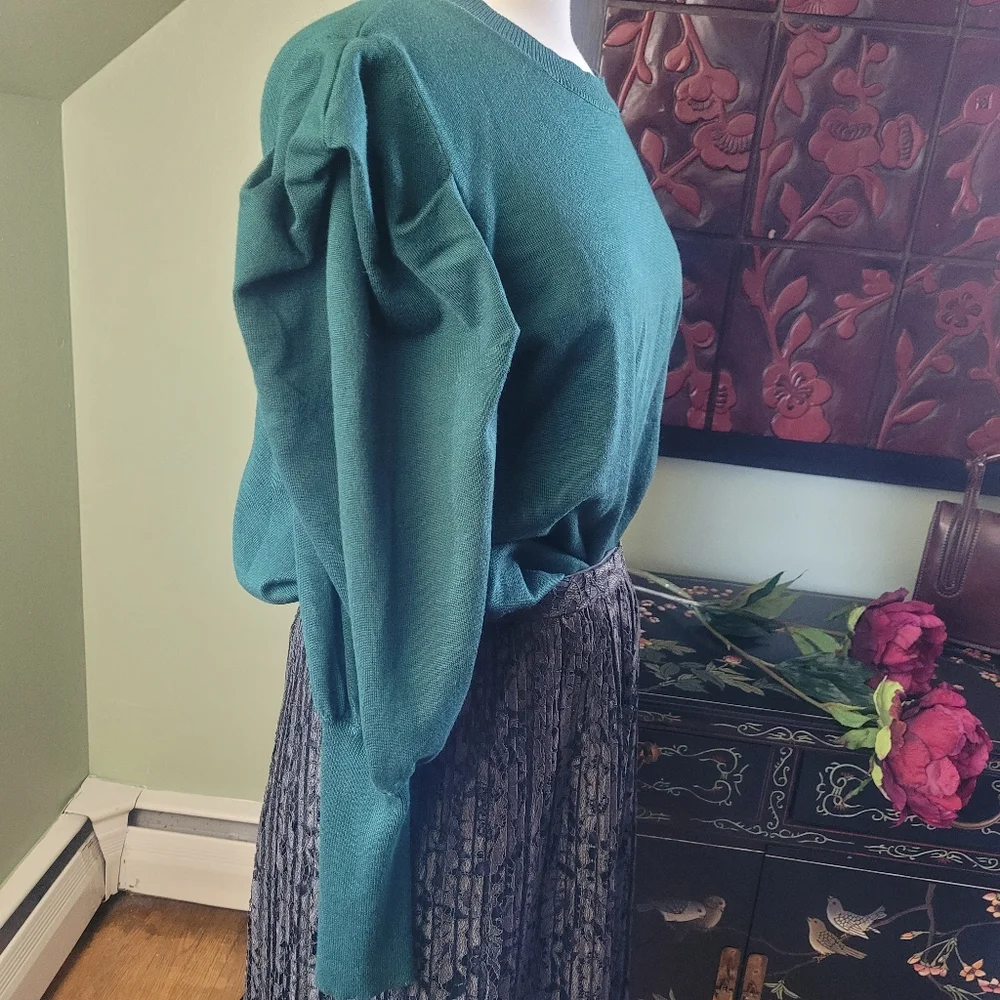 Eloquii green puffed sleeve sweater Size 14/16 - Picture 4 of 8
